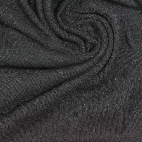 Dark Grey Marl Rib Knit, Polyester, 180 gsm, 185 cm