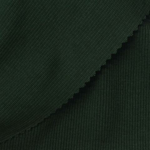 Cotton Polyester Stretch Rib Knit Fabric, 380 gsm, 130 cm — Green, ref EF-275386