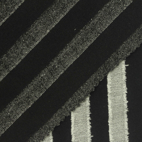 Black Vertical-Stripe Jersey Knit, Viscose-Poly