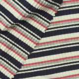 Navy Horizontal-Stripe Rib Knit, Viscose, 395 gsm — photo 1