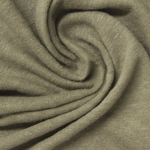 Olive Marl Jersey Knit, Cotton-Linen