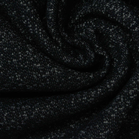 Black Marl French Terry, Cotton-Poly, 270 gsm