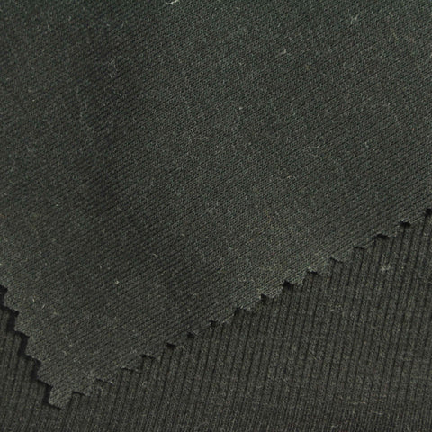 Dark Green Rib Knit, Poly-Cotton