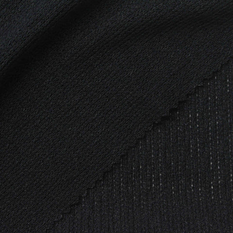 Black Marl Rib Knit, Polyester, 162 gsm