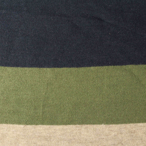 Beige Horizontal-Stripe Rib Knit, Cotton, 165 gsm