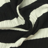 Black Horizontal-Stripe Rib Knit, Poly-Viscose, 280 gsm, 110 cm — photo 1
