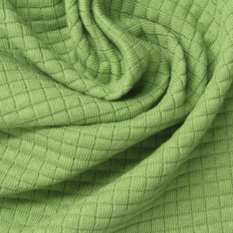 Light Green Square Waffle Knit, Cotton-Poly