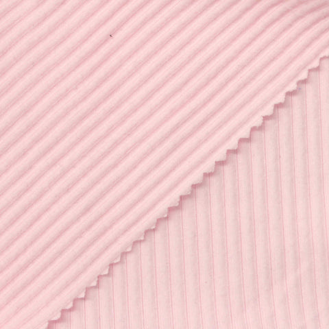 Brushed Polyester Stretch Rib Knit Fabric, 265 gsm, 145 cm — Pink