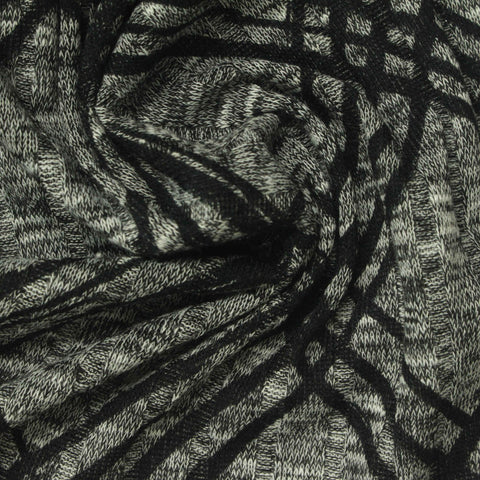 Black Lines Rib Knit, Polyester, 210 gsm
