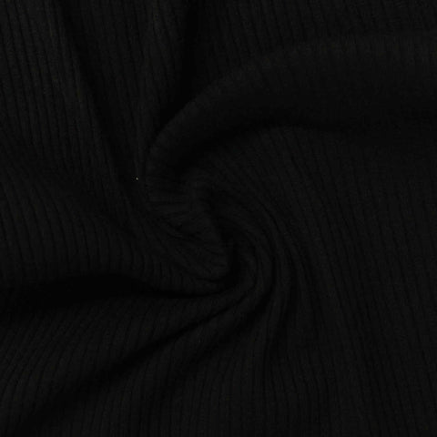 Rib Knit Fabric, 220 gsm, 120 cm — Black