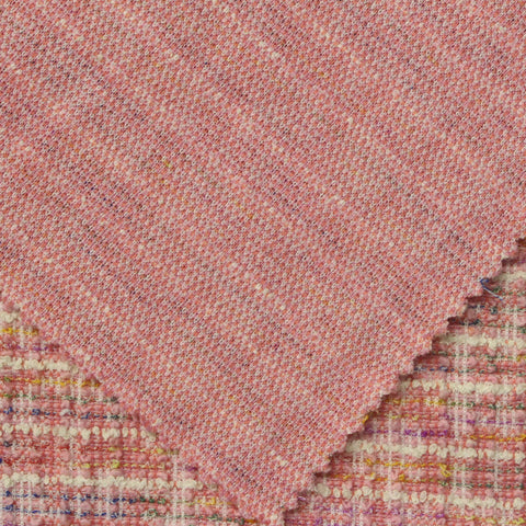 Pink Horizontal-Stripe Bouclé, Poly-Cotton, 260 gsm