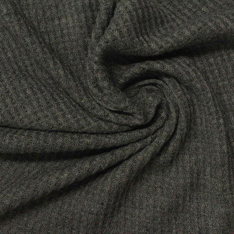 Polyester Viscose Waffle Knit Fabric, 192 gsm, 170 cm — Grey