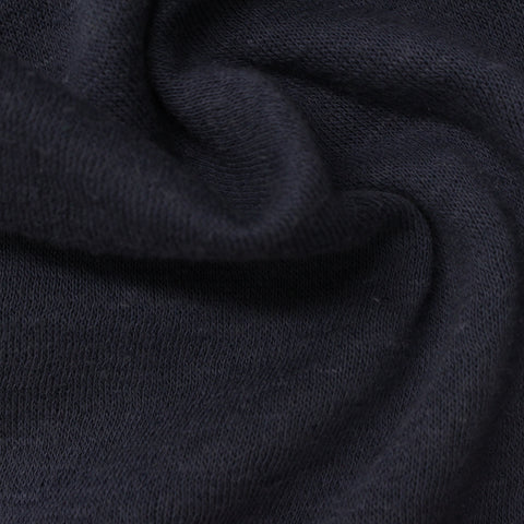 Brushed Cotton Polyester French Terry Fabric, 226 gsm, 170 cm — Navy