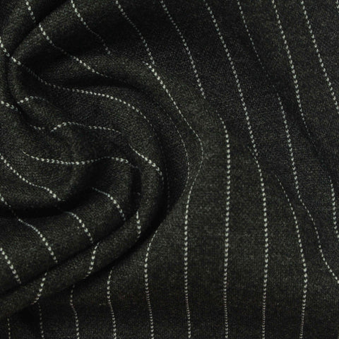 White Vertical-Pinstripe Interlock Knit, Viscose-Poly, 340 gsm