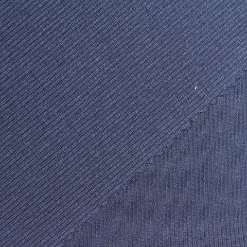 Navy Rib Knit, Poly-Cotton