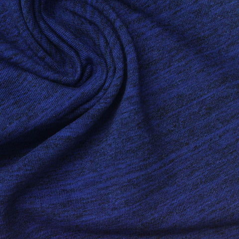 Blue Heathered-Marl Jersey Knit, Cotton-Poly, 196 gsm