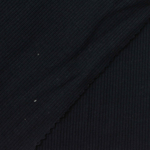 Cotton Stretch Rib Knit Fabric, 194 gsm, 139 cm — Black