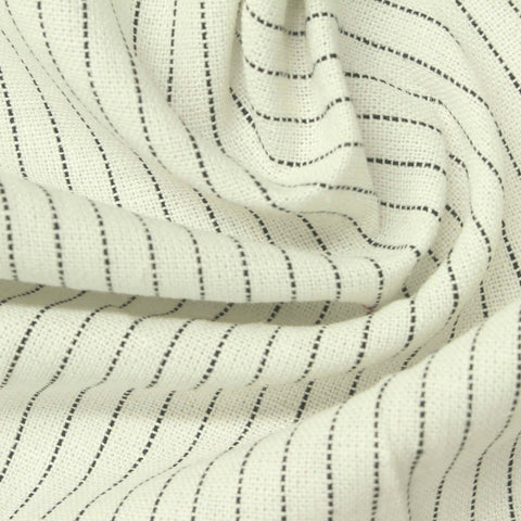 Black Vertical-Stripe Woven, Linen-Viscose