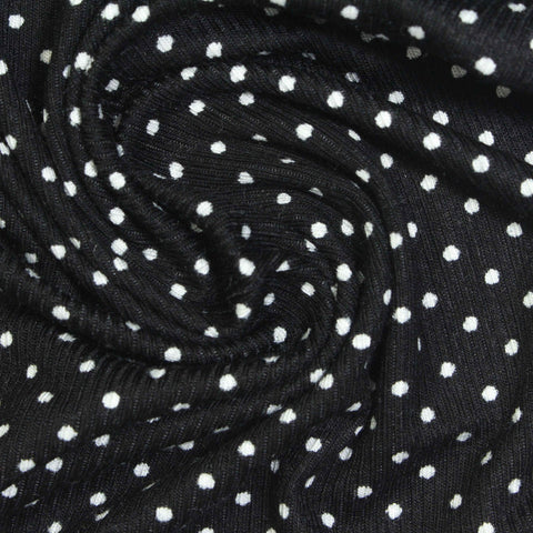 White Dots Rib Knit, Viscose