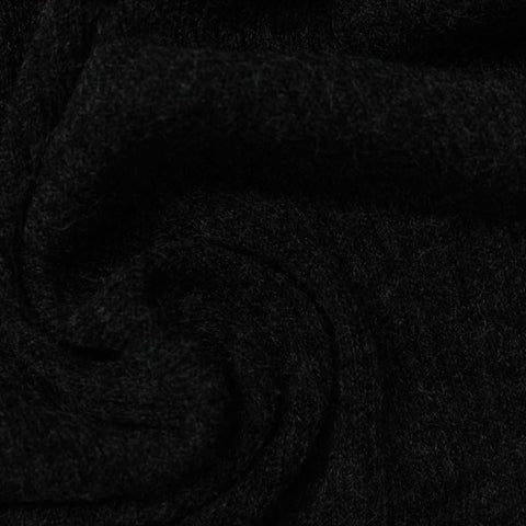 Dark Grey Marl Rib Knit, Poly-Viscose, 365 gsm