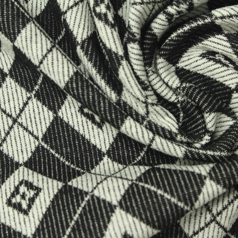 Black Argyle Rib Knit, Poly-Viscose