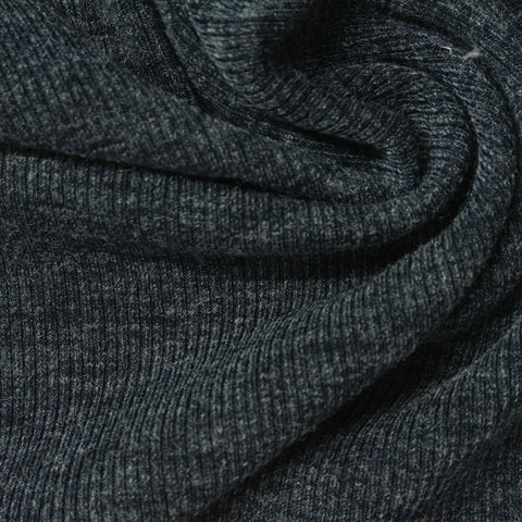 Polyester Viscose Stretch Rib Knit Fabric, 300 gsm, 120 cm — Grey