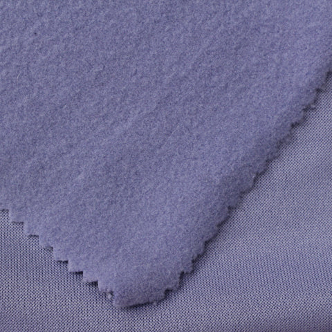 Brushed Polyester Stretch French Terry Fabric, 186 gsm, 147 cm — Blue