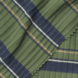 Green Horizontal-Stripe Rib Knit, Poly-Viscose, 220 gsm, 140 cm — photo 1