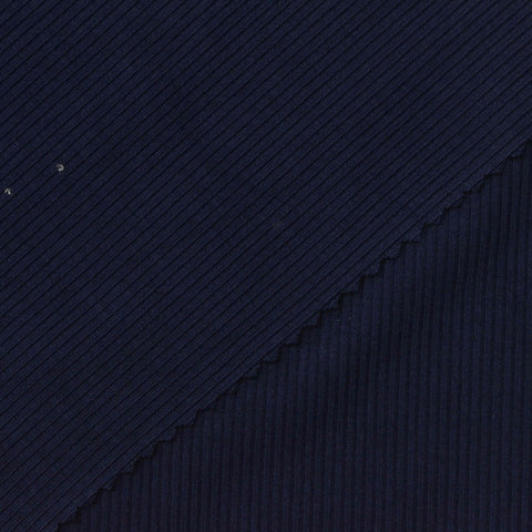 Dark Navy Ribbed Rib Knit, Viscose