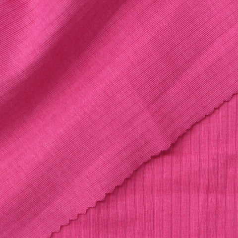 Modal Cotton Stretch Rib Knit Fabric, 180 gsm, 142 cm — Pink