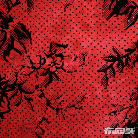 Black Floral Knit, Polyester, 220 gsm