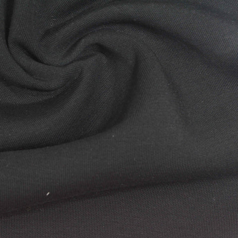 Viscose Polyester Stretch Scuba Knit Fabric, 340 gsm, 170 cm — Black
