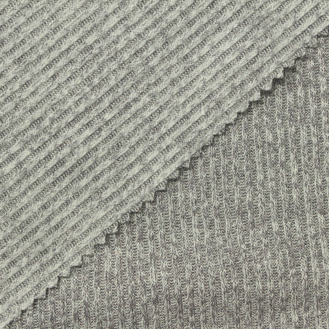 Dark Grey Fine-Marl Rib Knit, Viscose-Poly