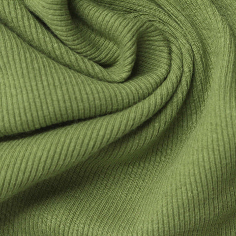 Olive Rib Knit, Cotton-Poly