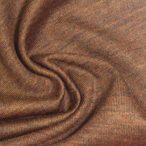 Heathered Brown Marl Rib Knit, Wool-Cotton