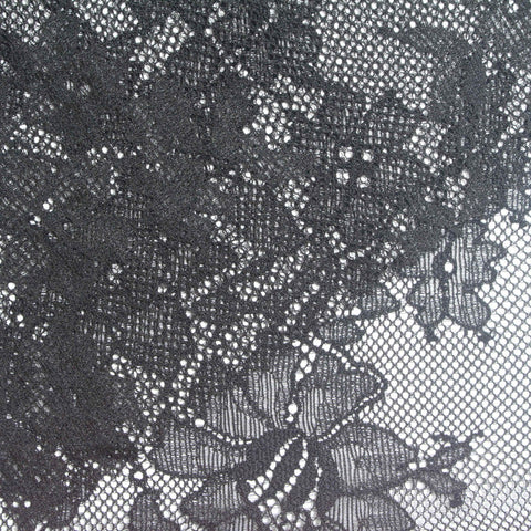 Black Floral Lace, Nylon-Spandex, 82 gsm