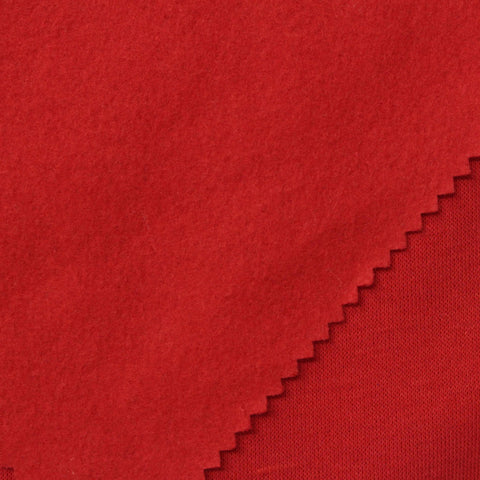Brushed Cotton Polyester French Terry Fabric, 228 gsm, 182 cm — Red