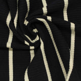 Black Vertical-Stripe Rib Knit, Cotton-Viscose — photo 1