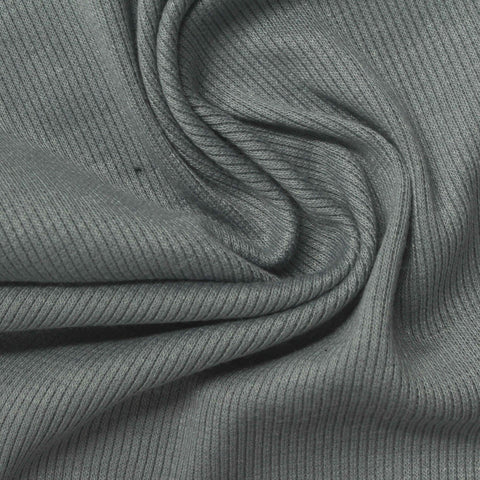 Grey Ribbed Rib Knit, Poly-Cotton