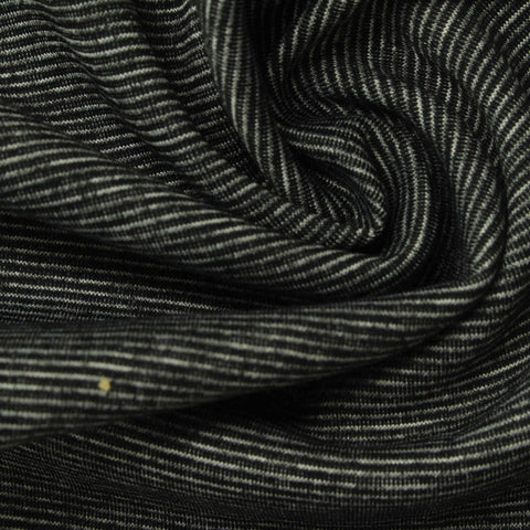 Black Horizontal-Stripe Interlock Knit, Cotton-Poly