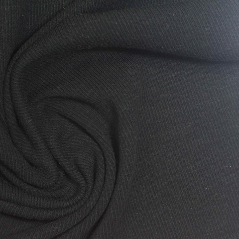 Tencel Lyocell Viscose Stretch Interlock Knit Fabric, 260 gsm, 170 cm — Black