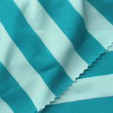 Teal Horizontal-Stripe Jersey Knit, Viscose-Poly — photo 1
