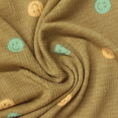 Printed Polyester Stretch Crepe Fabric, 190 gsm, 128 cm — Khaki