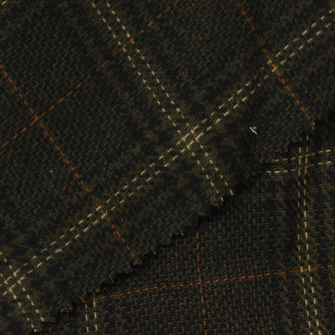 Dark Green Checks Ponte Knit, Polyester