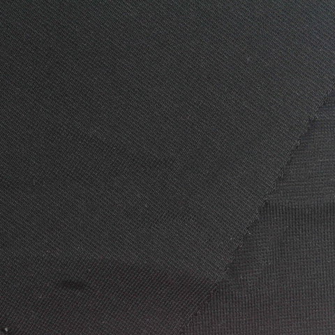 Cotton Stretch Rib Knit Fabric, 360 gsm, 175 cm — Black
