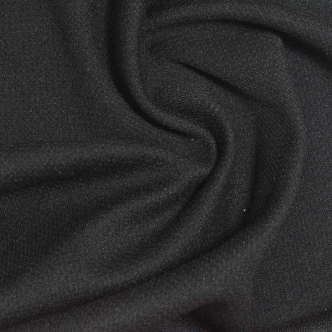 Polyester Viscose Stretch Interlock Knit Fabric, 240 gsm — Black