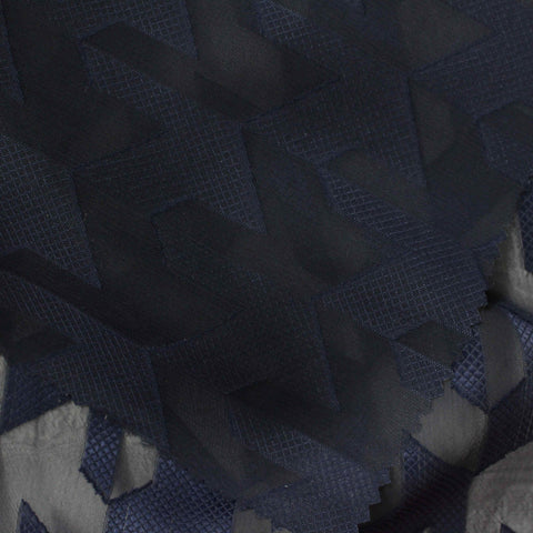 Dark Blue Geometric Jacquard, Polyester, 78 gsm