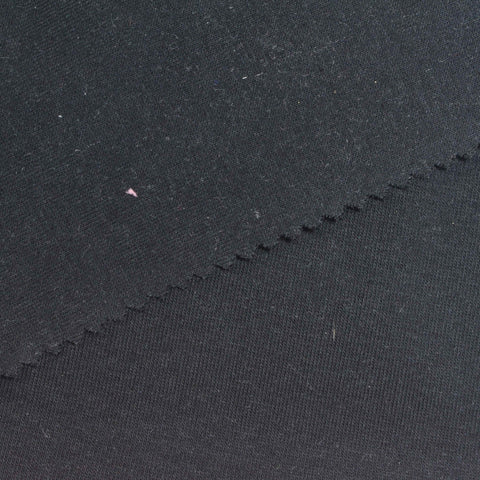 Cotton Stretch Rib Knit Fabric, 220 gsm — Black