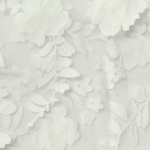 White Tone-on-Tone Floral Jacquard, Viscose, 110 gsm