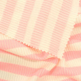Pink Horizontal-Stripe Rib Knit, Polyester, 300 gsm — photo 1